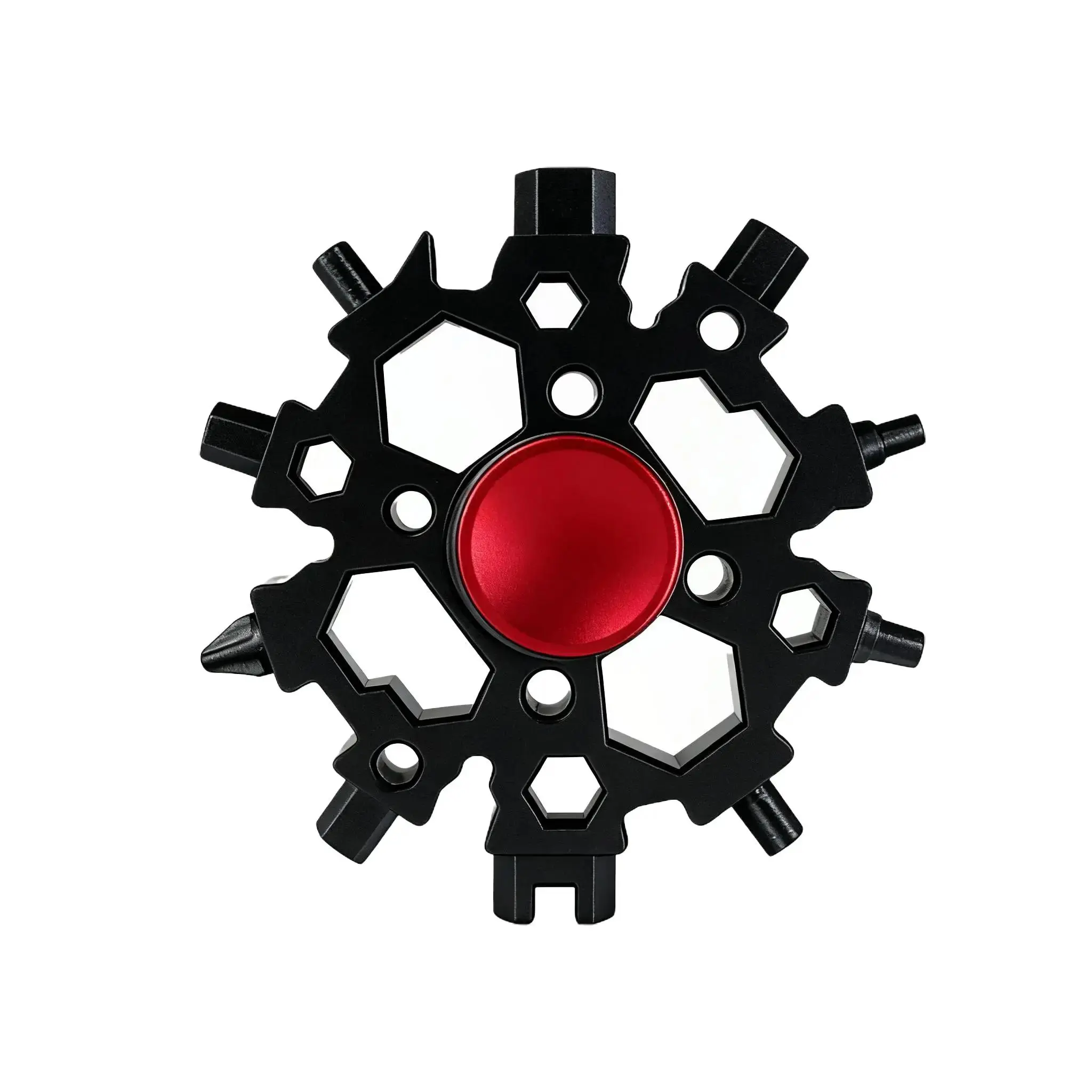 23-in-1 Snowflake Multitool Fidget Spinner Combo - Portable 2.6in Diameter Carbon Steel Wrench with Multitool Blades, Durable Hand Tools, Unisex EDC Gadget for Hiking, Stress Relief, Camping Essentials