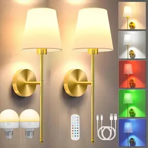 Wireless Battery Powered Wall Lamp, Rechargeable Wall Sconces, Remote Control Bedroom Light, Vintage Industrial Style, Rechargeable Multi-Color Bulb, Adjustable Dimmable, Home Decor Lighting
