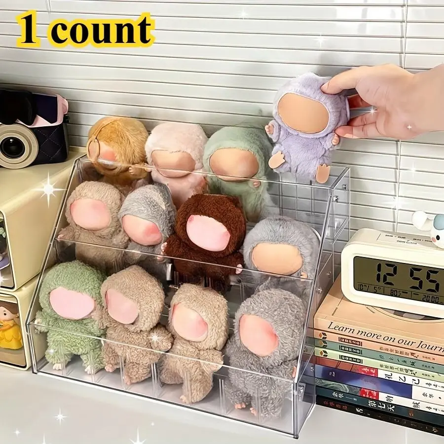 Transparent Acrylic Doll Display Stand, Fashionable Dustproof Storage Box for Plush Toys, Organize & Showcase 17cm Dolls, Perfect for Collectors, Acrylic Shelf, Room, Clear