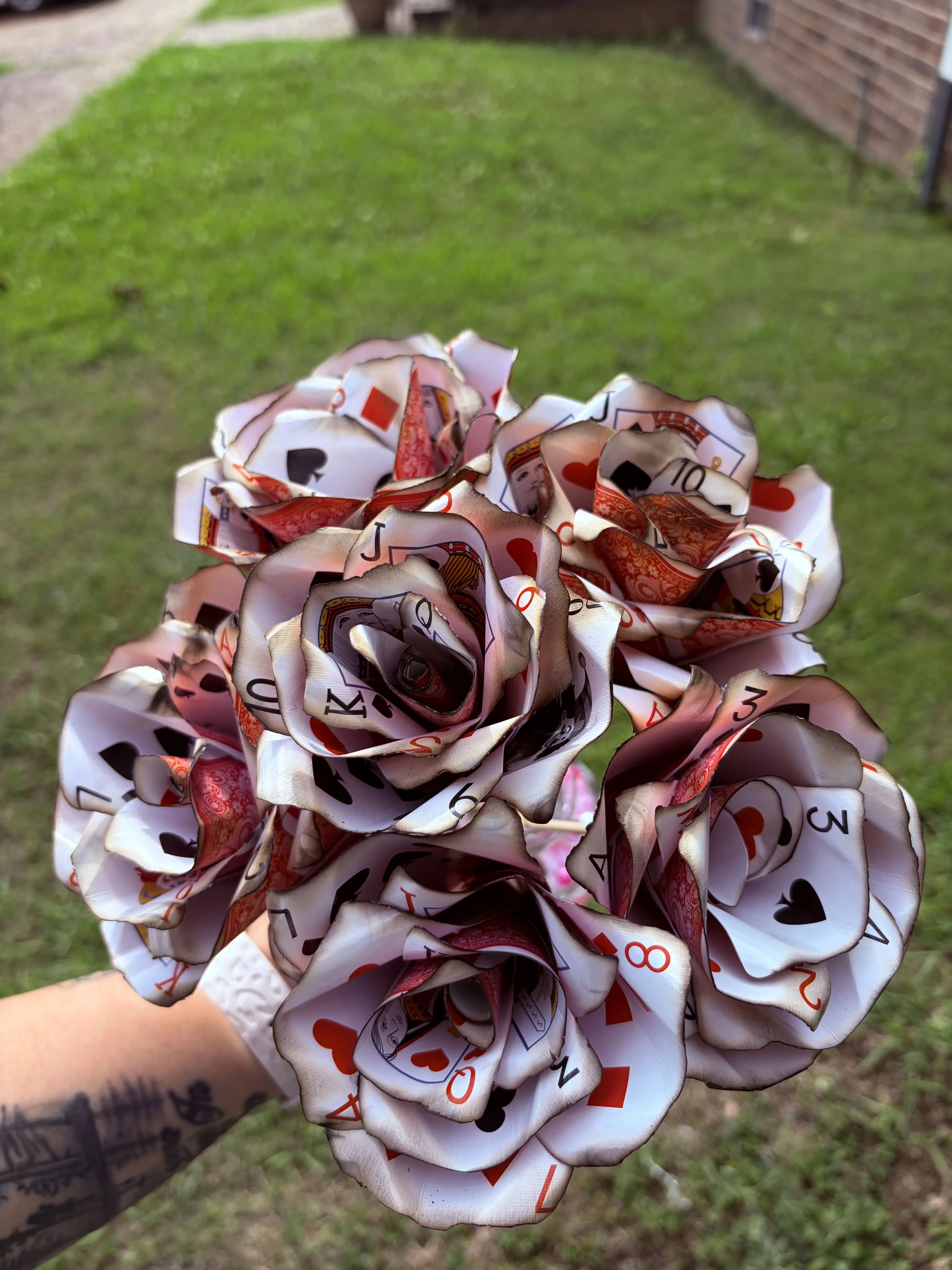 Burnt Playing Card Bouquet