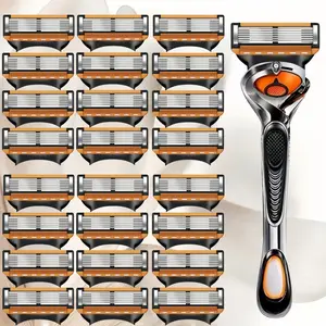 Men's Shaving Razor Set with Handle & 8-32 Replacement Blades, 6 Layer Blades, Nano Cutting Technology, Stainless Steel Material