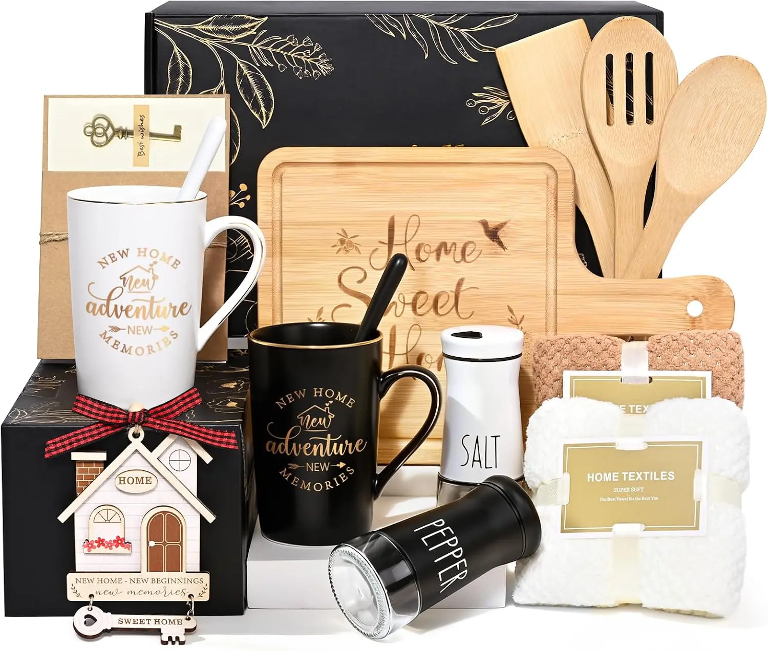Maustic House Warming Gifts New Home, 14 Pcs New House Gift Basket, Housewarming Present for Homeowners Couples Women, Closing Gifts for Home Buyers