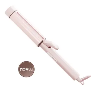NOVUS White 1 1/2 inch 40000000 Negative Ions Extra Wide Barrel Curling curlying curved styling Iron, Ceramic Tourmaline Large Barrel SiliconeCurling Wand for Long Hair Adjustable Comfort Curler wig friendly