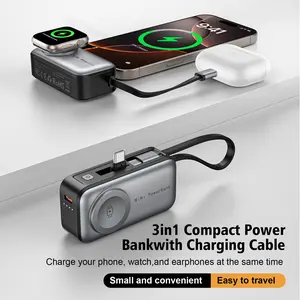 Portable Iwatch Wireless Charger, 5000mah Power Bank for Iwatch 3-11 Se/Ultra, Dual type-C Fast Charging, Wired Fast Charge, Travel Essential for iPhone & Galaxy Phone, Smartwatch Accessories, Wearable Tech Accessories, and more