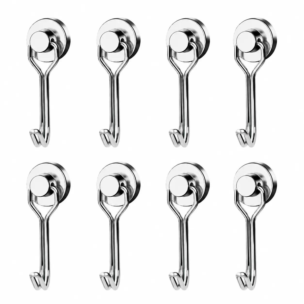 8/16 Pack Magnetic Hooks, Strong Neodymium Swivel Swing Hooks, 180° Rotating Metal Hooks for Cruise Cabin, Kitchen, Fridge & Magnetic Surfaces, Home Organization Essentials