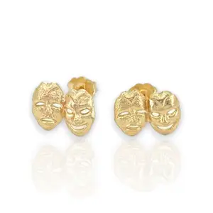 Theater Mask Earrings  - 10k Yellow Gold