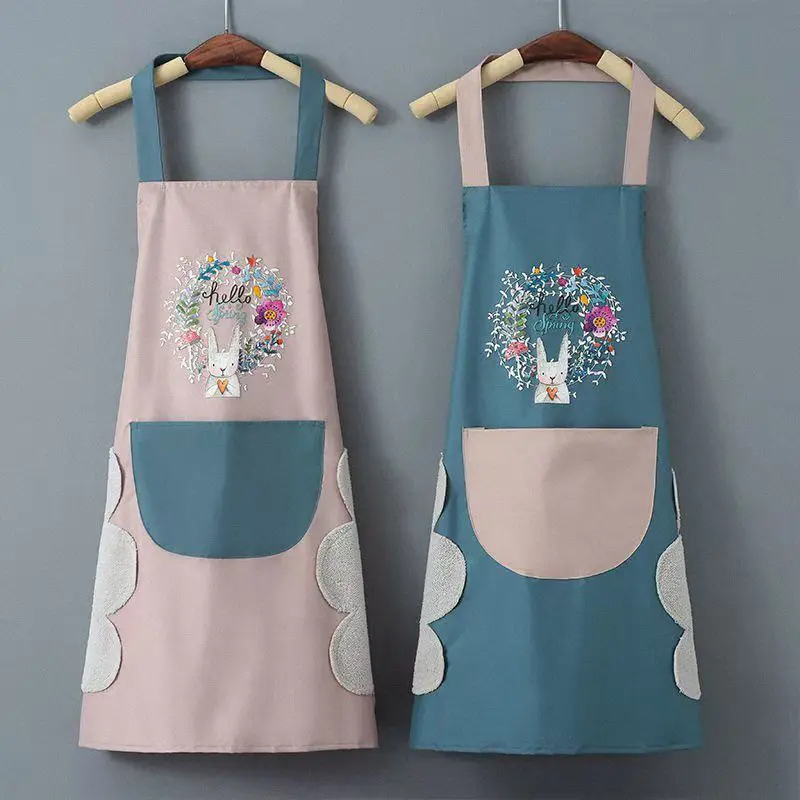 Hand-wiping kitchen Household Cooking Apron Oil-proof Waterproof Men Women Adult Waist Fashion Funny Apron Coffee Overalls Wipe Hand Apron