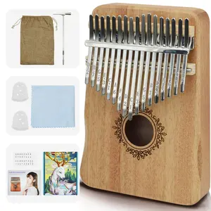17 Key Thumb Piano Mahogany Wood Portable Mbira Finger Piano Gifts for Kids Beginners Professional Musical Instrument