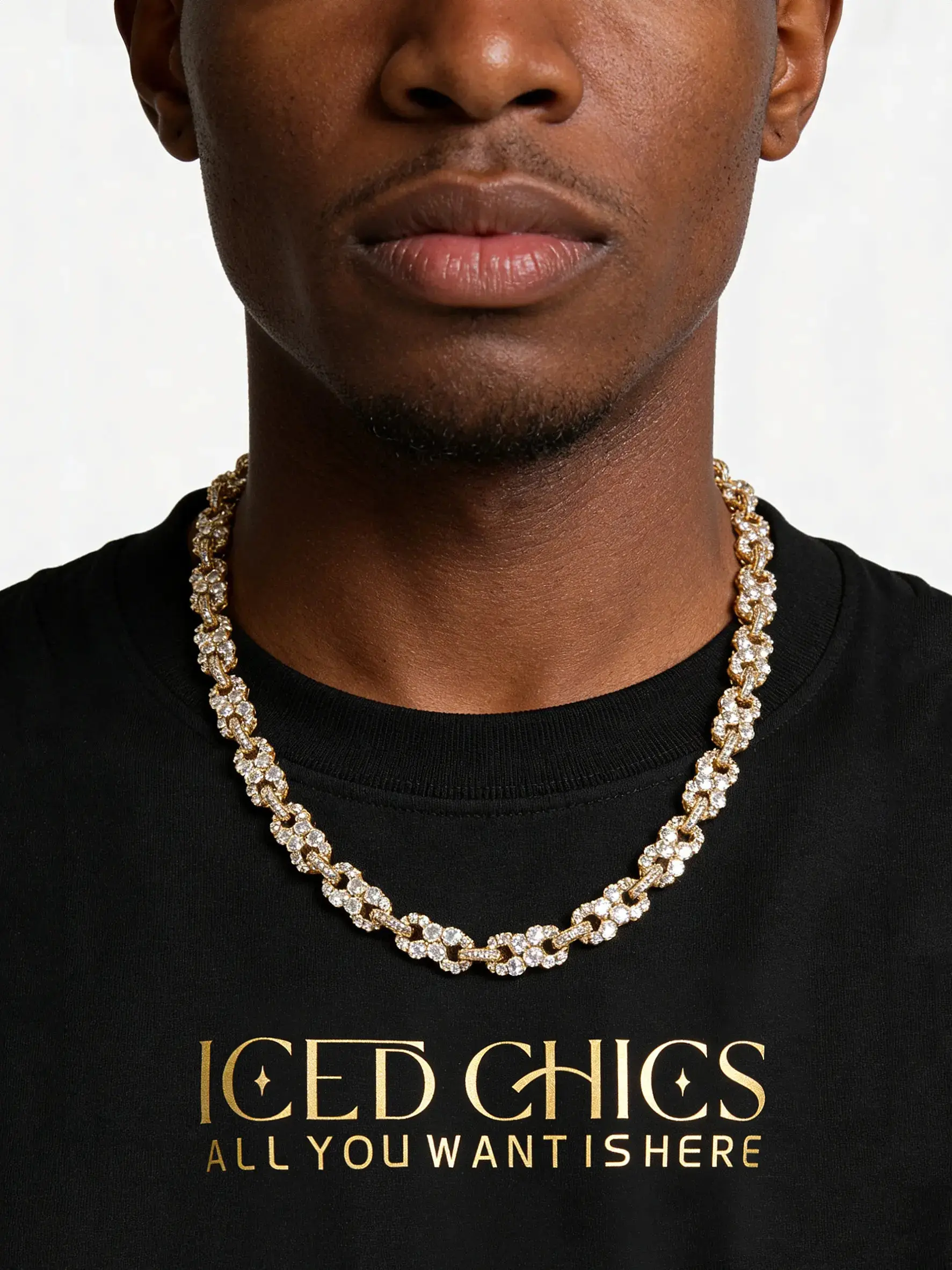 ICED CHICS Unisex Infinity 8 Symbol Fashion Necklace, Hip Hop Style, Street Style Statement Jewelry, Perfect Birthday & Festival Gift, Full Zirconia Chain, Modern Versatile Accessories, Trendy Jewelry