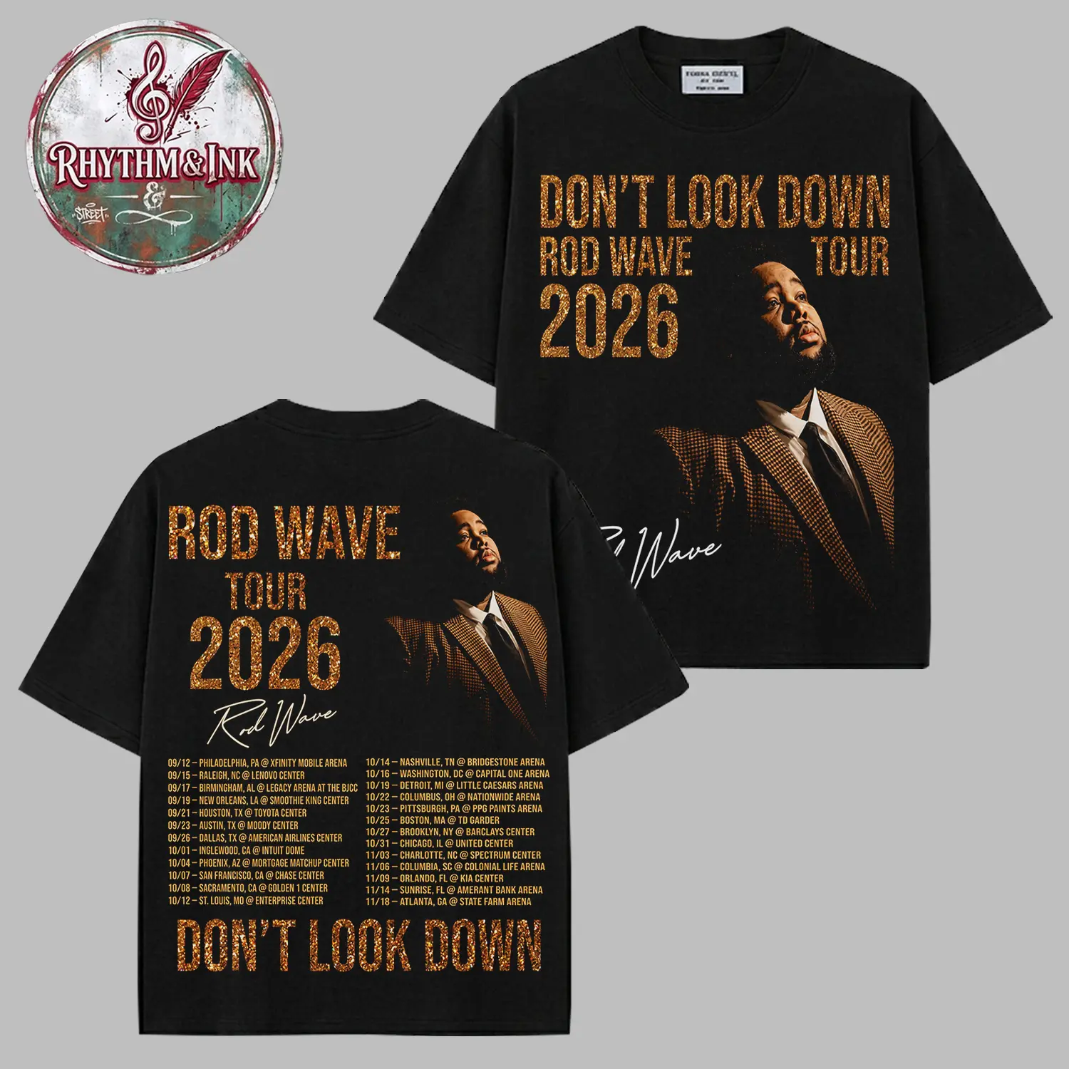 Rod Wave Don't Look Down Tour 2026 V6 Premium Cotton T-Shirt, Double Sided Concert Merch Graphic Tee, Vintage Bootleg Hip Hop Rap Streetwear Shirt, Music Tour Fan Gift