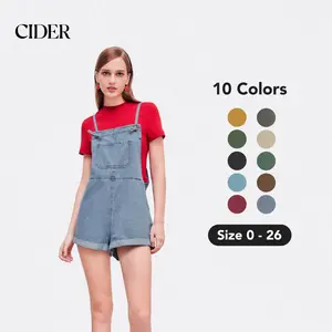 Cider [10 colors, size 0-26] Knotted Pocket Wide Leg Romper, High Stretch One-piece Casual Romper for Daily Wear