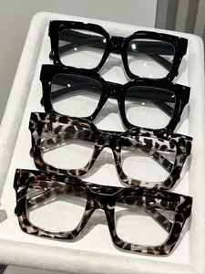 4 Pack Unisex Non-Prescription Stylish Square Frames, Ideal for Daily Use & Outdoor Activities, Comfortable Fit for Men & Women