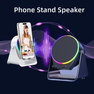 Wireless Induction Audio Bluetooth Speaker,360° Rotation Stand with LED,Universal Speaker Stands for Surround Sound&Hi-Fi Sound,Portable Desktop Stand Gift for Home,Shower,Outdoors,Travel
