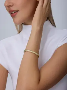 14K Gold Plated Waterproof Design Quilted Bangle Bracelet – Stainless Steel Hinged Dainty Stackable Style Bracelet, Trendy Fashion Jewelry for Women, Elegant Jewelry Bracelet, Dainty Bracelets