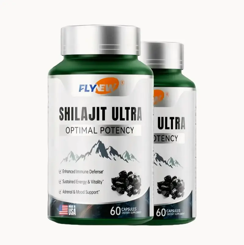 Natural High-Potency FLYNEW Shilajit Ultra I Adaptogen Energy Stamina Immune Antioxidant I Made in USA | 60 Capsules Dietary Supplement Healthcare Fitness Vitamin Edible Organic