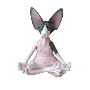 Cute Meditating Sphynx Cat Figurine - Perfect Zen Decor for Yoga Lovers & Cat Moms, Funny Calming Statue for Your Desk or Altar trippy room