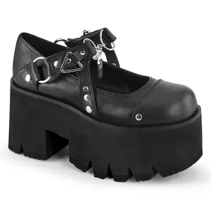 Demonia Ashes-33 Black Vegan Leather Platforms