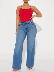 Nova 90's Baby Basic Stretch Wide Leg Jean - Medium Wash