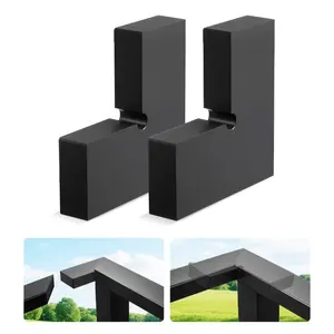 fathersdaygift VEVOR 2 Pack Corner Connectors for Handrail, Extension Stair Railing Accessories, POM Hand Rail Connector Fittings for Rectangular Cable Railing, Deck Cable Rail System Outdoor, Matte Black, HT-05