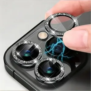Glitter Back Camera Protector Tempered Glass Screen Protector for iPhone 16 15 14 13 12 11 Pro Max