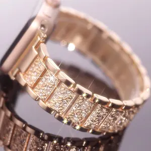 BUREI Three-Bead Full Rhinestone Strap Compatible for iWatch Series 1-11/SE/SE2/Ultra/Ultra2 (38mm–49mm), Luxury Dressy Metal Band for Women, Adjustable Bling Bracelet Style (Watch Not Included)#TikTokShopHolidayHaul