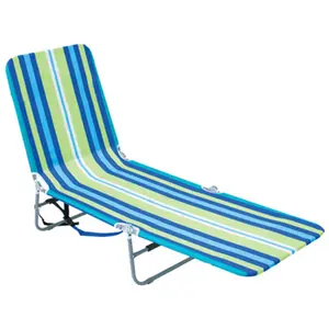 212 MAIN BPL-1616 Single-Seat Striped Adjustable Folding Sun Lounger - Multi-Position Backpack Recliner, Indoor Furniture Sun Tanning Chair