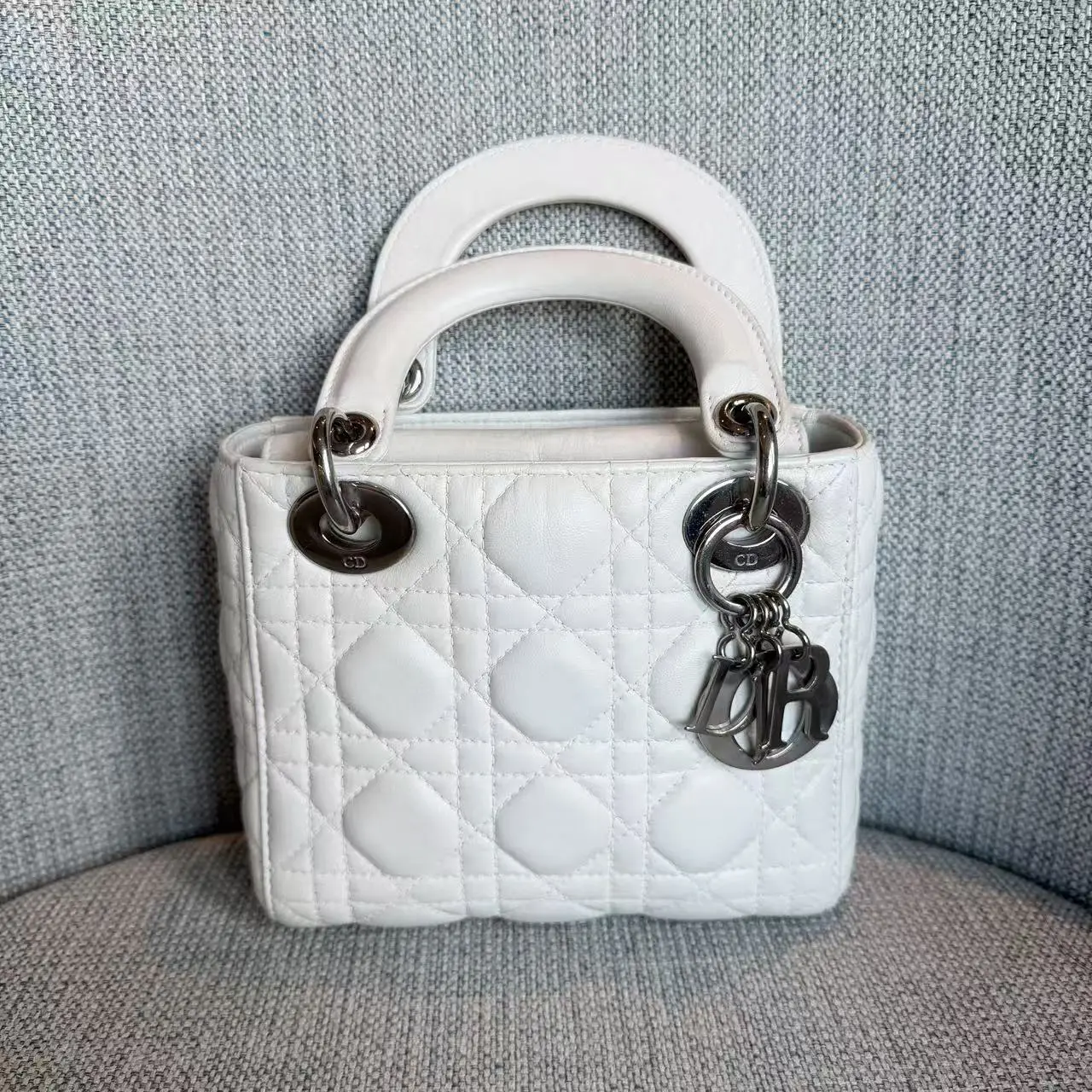 Pre-owned Dior White Lambskin Lady Handbag