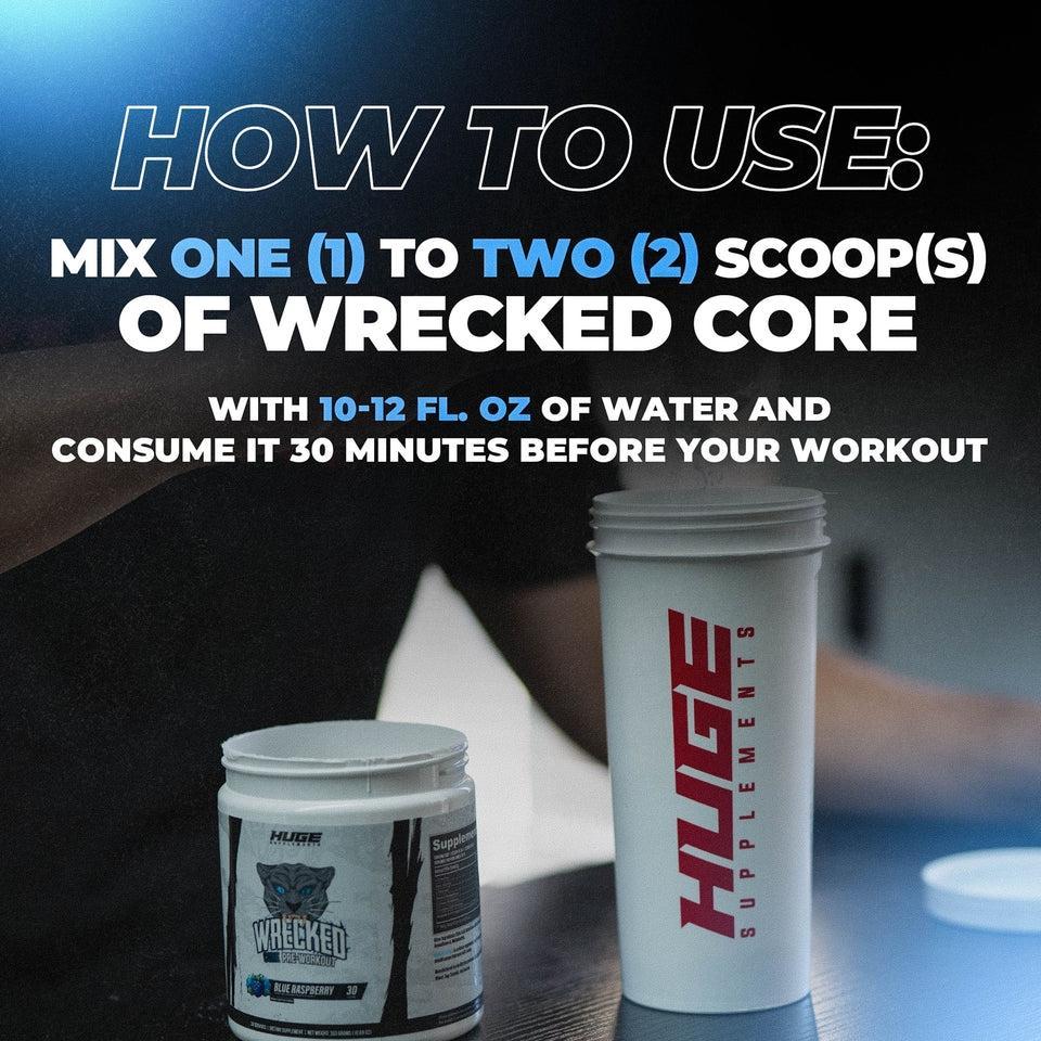 Huge Supplements Wrecked Core - All-in-One Pre-Workout for Men & Women (30 Servings)