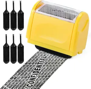 Identity Theft Protection Roller Stamps - Confidential Roller Stamp Including 6-Pack Refills, Anti Theft, Privacy & Security Stamp, Designed for ID Blackout Security