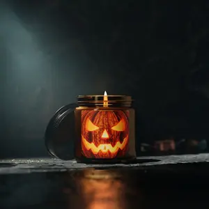 Candle, Halloween Jackolantern Glowing Scented Soy Candle, Decorative Candle, Fall Home Decor, Pumpkin Spice Candle, Autumn Candle