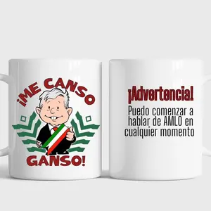 Taza 12oz AMLO, Partido Morena Andrés Manuel López Obrador Caricatura  Mug Coffee Birthday Me CANSO Ganzo Mug| AMLO Coffee Cup| Andres Manuel Lopez Obrador,Mexican president Quotes|Novelty gift,Funny Coffee mug|Latina gift, tea mug