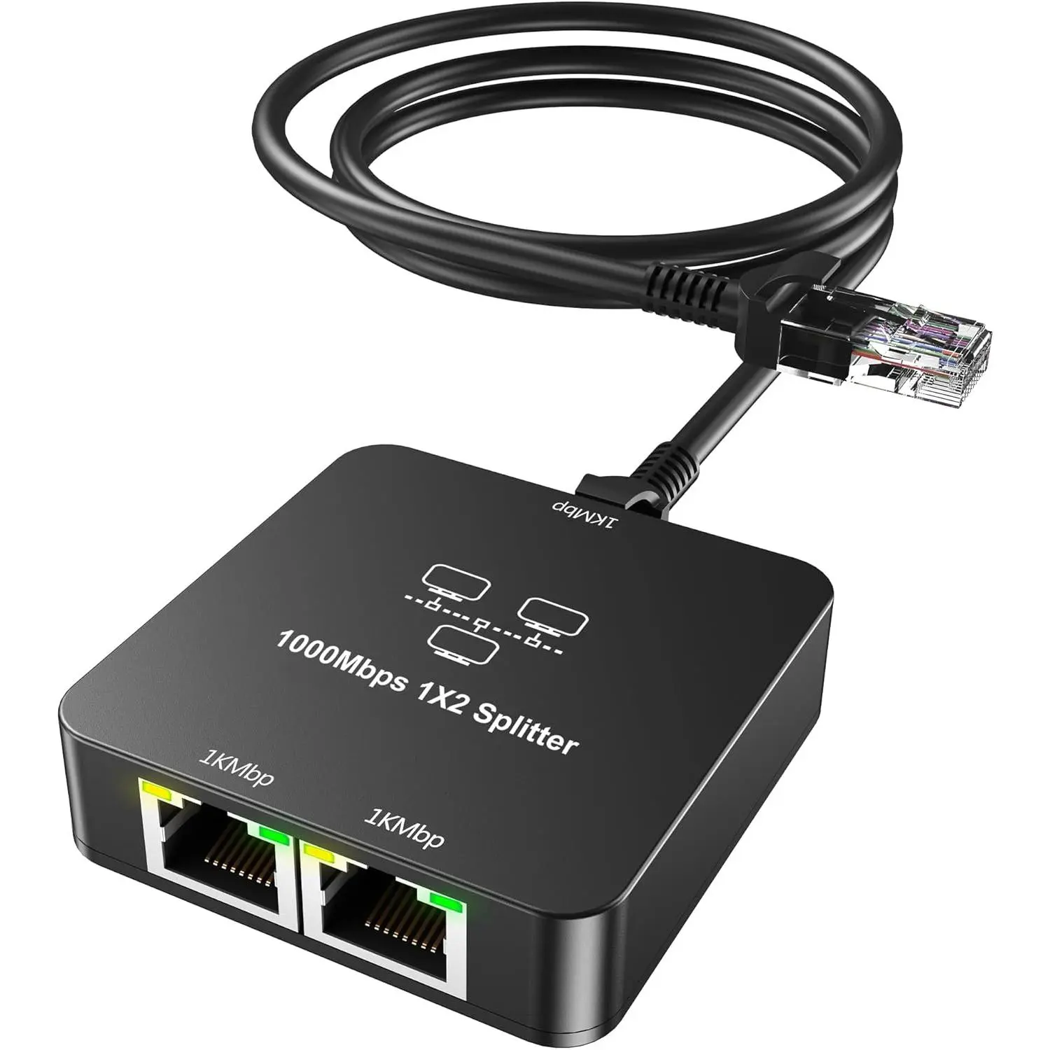Ethernet Splitter 1x2 Out with Cat 6 Ethernet Cable, 1000Mbps High-Speed RJ45 Gigabit Internet Connector for Cat 5/5e/6/7/8 Cables, Home Network Use