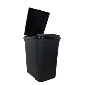 7.6 Gallon Plastic Touch Top Lid Kitchen Trashcan - Black Smooth Room heavy duty