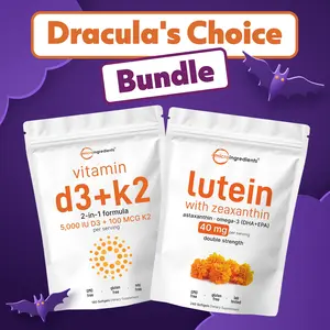 Micro Ingredients Dracula's Choice: Vitamin D3K2 5,000IU 180 Softgels & Lutein with Zeaxanthin 240 Softgels
