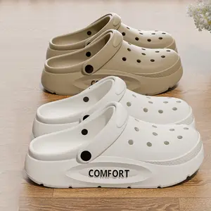 Comfort Women's & Men's Slippers Summer Anti-Slip Couple Hollow Covered Toe Indoor Outdoor Casual Thick Bottom Sandals for Home Adults