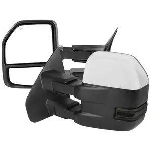 2007-2014 Ford F-150 Chrome Power Adjustable, Heated, & Manual Extendable Towing Mirrors w/ Smoked Lens LED Turn Signal & Puddle Lights
