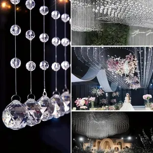 10-piece set of luxurious acrylic crystal tassels, each string 31.5inch cm long, shiny round pendants suitable for weddings and Christmas decorations, adding beauty to home windows and chandeliers|   Decorative Hanging Ornaments