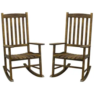 Segawe 2-Piece High Back Hardwood Porch Rockers - Outdoor Rocking Chairs with Durable Construction, Quick Assembly, Easy Maintenance for Patio Furniture