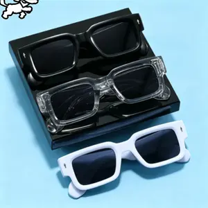 3-Pack Mens Small Square Sports Sunglasses Lightweight Plastic TR90 Frames With Polarized Anti Reflective Nylon Lenses In Black Transparent White For Driving And Daily Casual Use