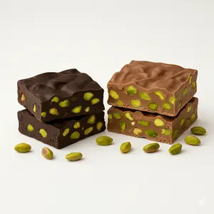 Pistachio Chocolate Bark in Milk & Dark Chocolate Flavors
