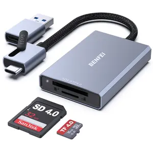 BENFEI SD 4.0 Card Reader, USB-C/USB-A 2-in-1 Memory Card Reader, for SDXC, SDHC, SD, MMC, RS-MMC, Micro SDXC, Micro SD, Micro SDHC Card, UHS-II, and UHS-I Cards