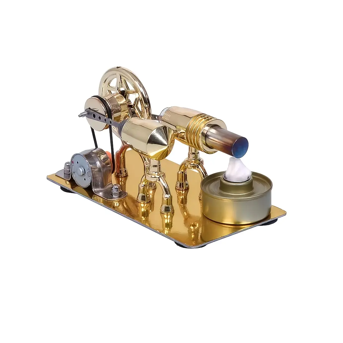 WILDPARK Single Cylinder Stirling Engine Kit - Unisex Stem Science Educational Model, Stainless Steel, Pneumatic Design, Golden Color for Learning Enthusiasts