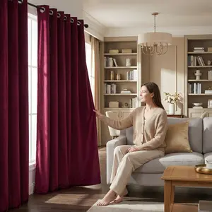 Curtain Club 2 Panels 52x95 inch round design, Dutch wool fabric, smooth, light-blocking, high-end, elegant, luxurious, FT2608