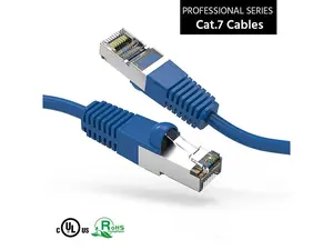 Nippon Labs Cat7 Shielded (SSTP) 600MHz Ethernet Network Booted Cable, 26AWG 12 Feet Gigabit LAN Network Cable RJ45 High Speed Patch Cable, Blue, 60CAT7-12BL