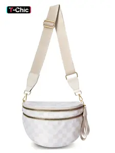 Fashionable Checkerboard Pattern Crossbody Bag, Casual Versatile Zipper Shoulder Bag for Women, Trendy All-match Commuter Bag for Daily Used