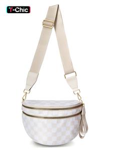 fashionable checkerboard pattern crossbody bag, casual versatile zipper shoulder bag for women, trendy all-match fashionable patterned bag for daily used
