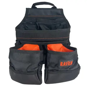 Heavy Duty Framer’s Tool Pouch with 1680D Polyester, 3” Belt Tunnel, Metal Tape Holder & Multi Pockets for Nails, Screws, Tools – Construction Work Belt Pouch Organizer