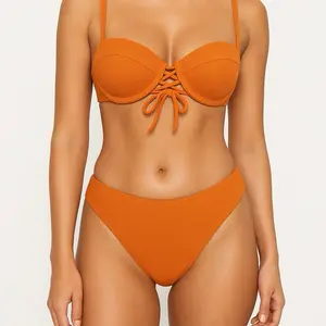 Orange shimmer bikini set