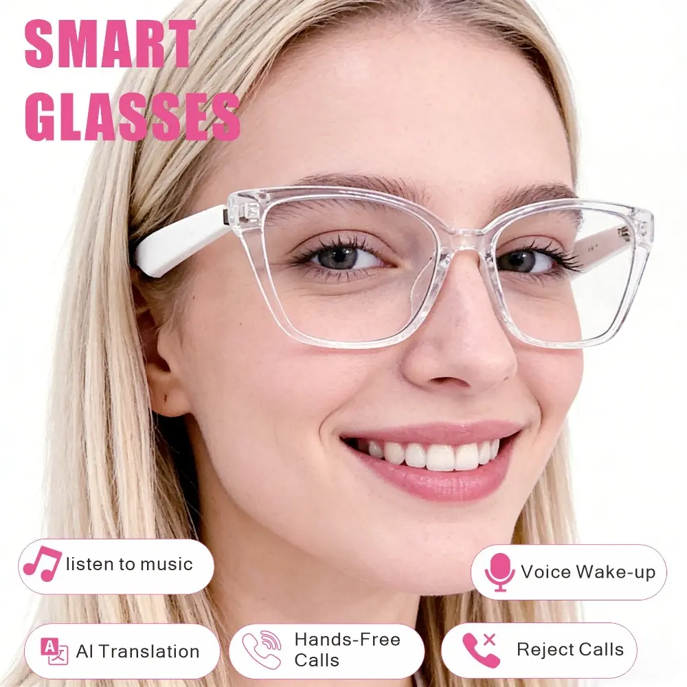 New multifunctional smart glasses, translation glasses, audio glasses, speaker, stereo sound quality, clear listening to music, phone calls, fashionable glasses, wearable expert, worry free language translation, travel communication, ideal gift.