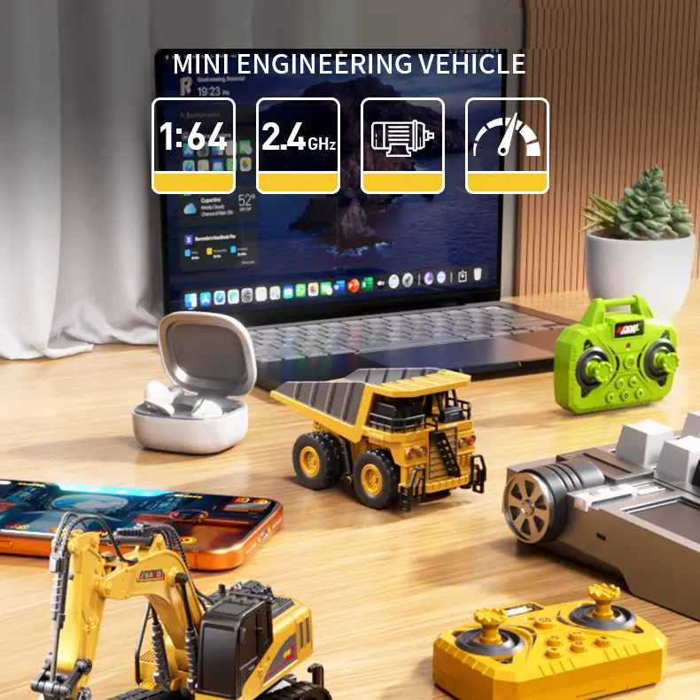 1/64 RC Forklift Toy, 3 in 1 Mini Forklift Remote Control & App Remote Control Forklift 10CH Alloy RC Construction Vehicles, Desktop Toy Gift for Adults Kids Boys